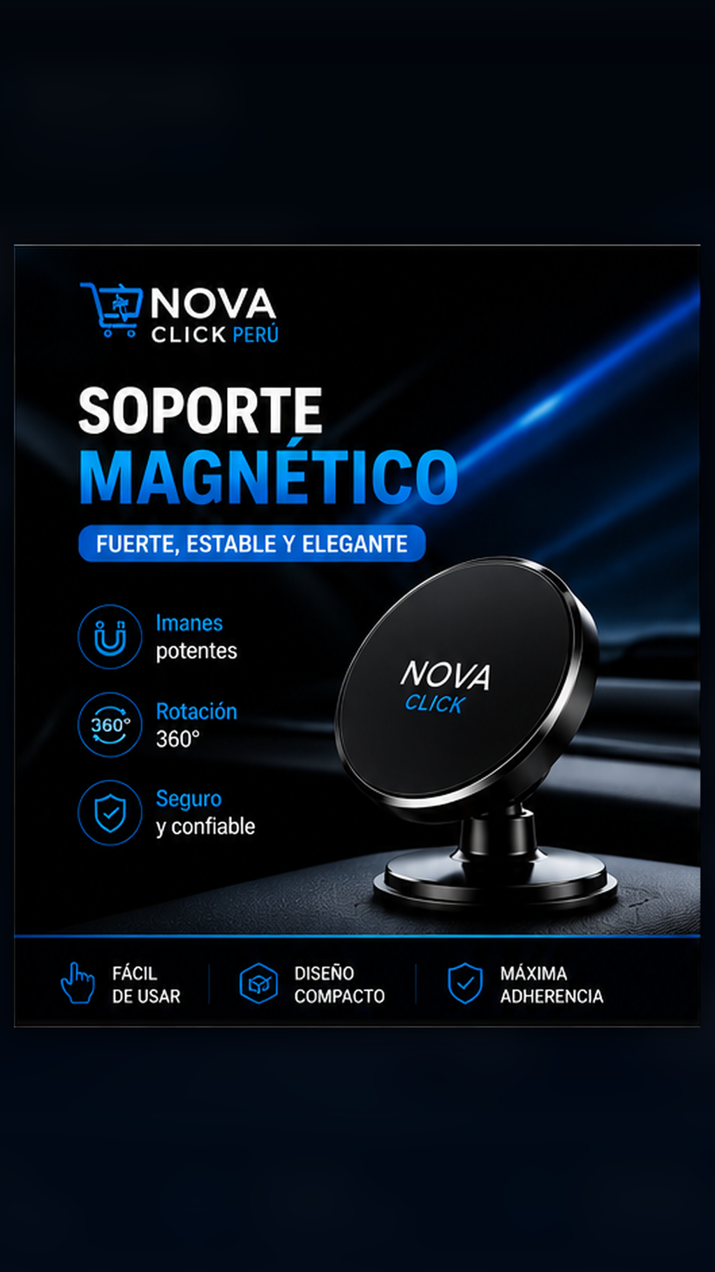 Soporte Magnético 360° para Celular | Base Giratoria para Auto y Escritorio