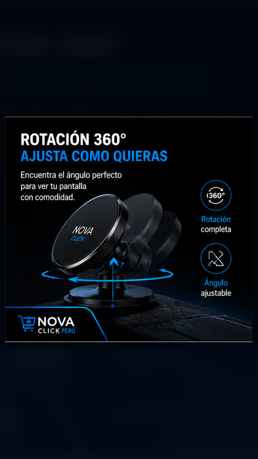 Soporte Magnético 360° para Celular | Base Giratoria para Auto y Escritorio