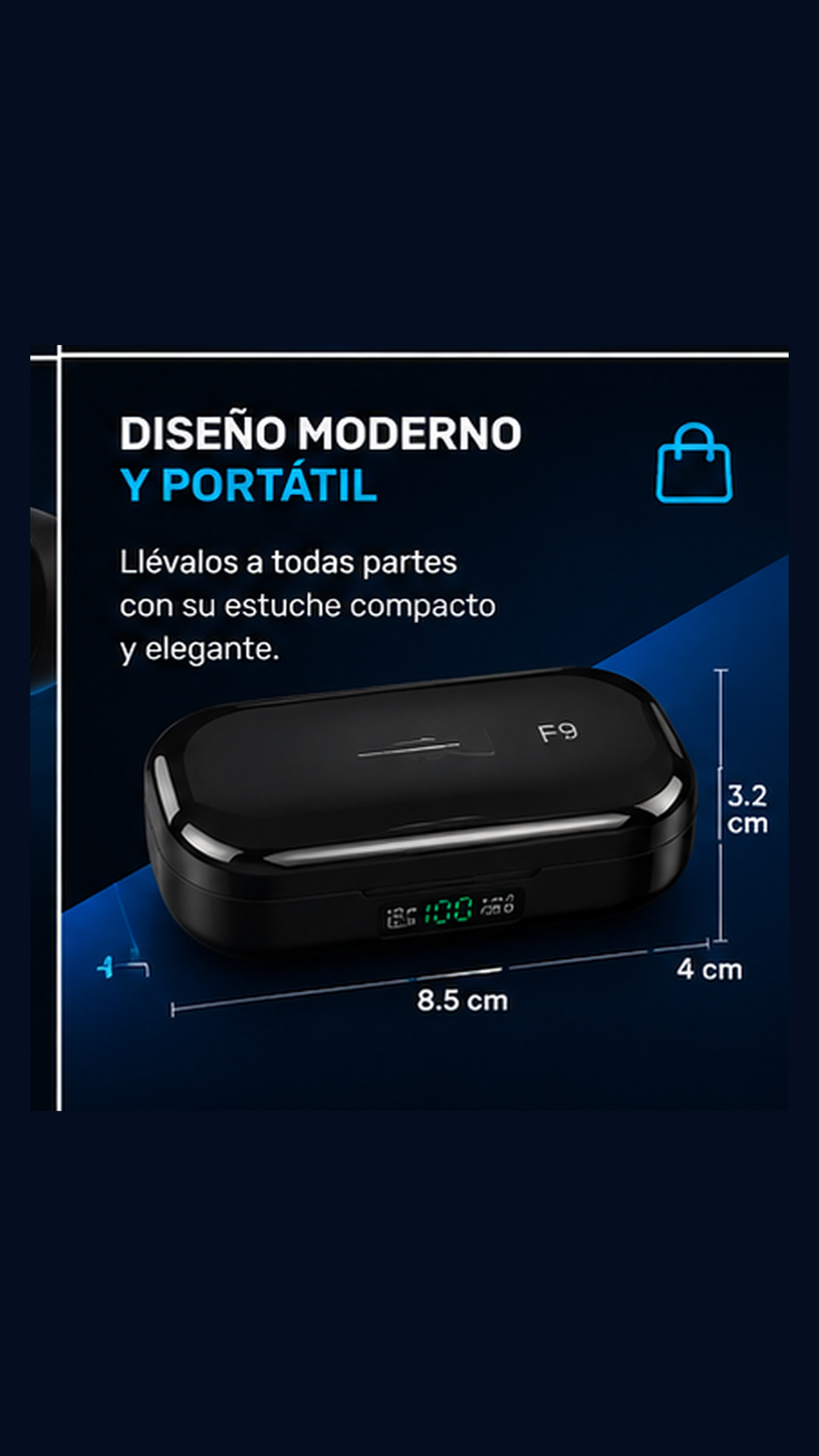 Audífonos Inalámbricos F9 TWS Bluetooth con Power Bank 2000 mAh