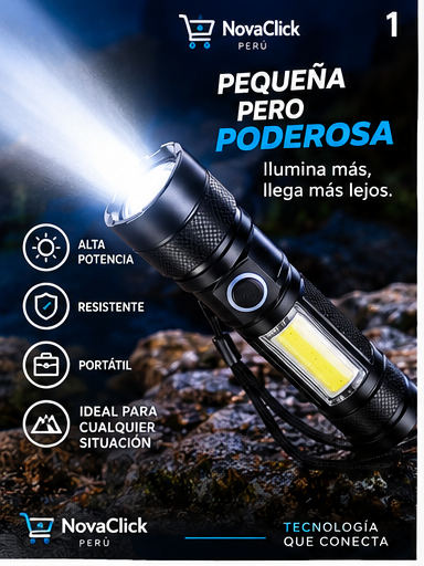 Linterna LED Táctica Recargable USB de Alta Potencia 8000K