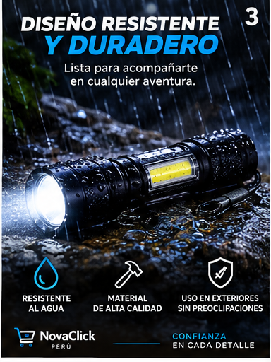 Linterna LED Táctica Recargable USB de Alta Potencia 8000K