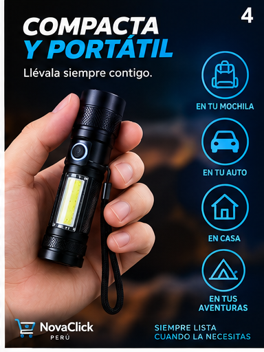 Linterna LED Táctica Recargable USB de Alta Potencia 8000K