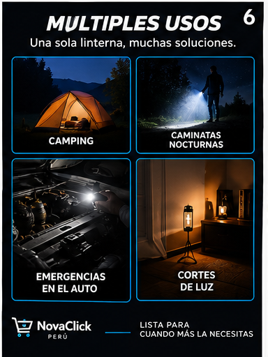 Linterna LED Táctica Recargable USB de Alta Potencia 8000K